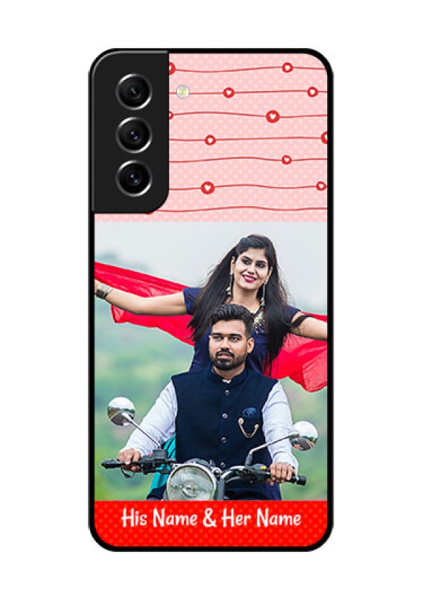 Galaxy S21 FE 5G Personalized Glass Phone Case - Red Pattern Case Design