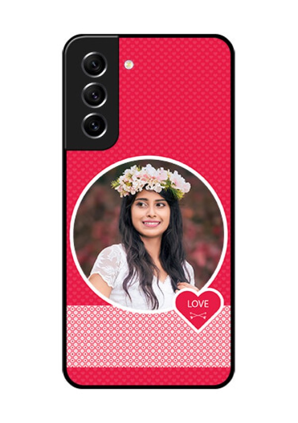 Galaxy S21 FE 5G Personalised Glass Phone Case - Pink Pattern Design