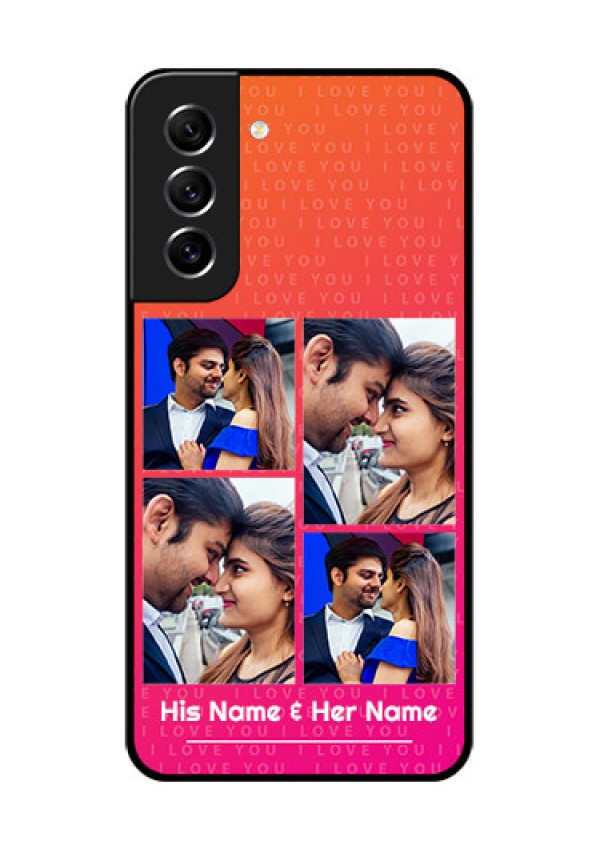 Galaxy S21 FE 5G Custom Glass Phone Case - I Love You Pink Design