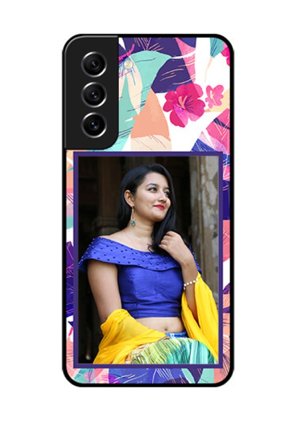 Galaxy S21 FE 5G Custom Glass Mobile Case - Abstract Floral Design