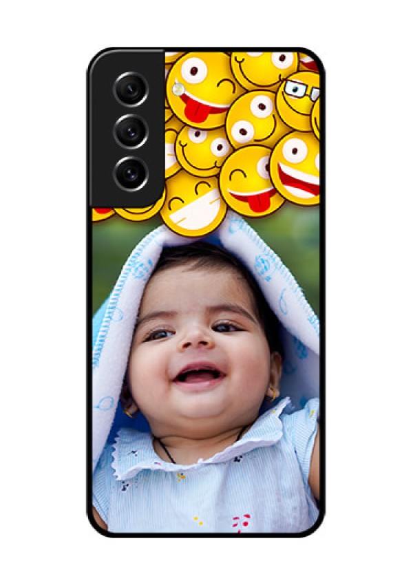 Galaxy S21 FE 5G Custom Glass Mobile Case - with Smiley Emoji Design