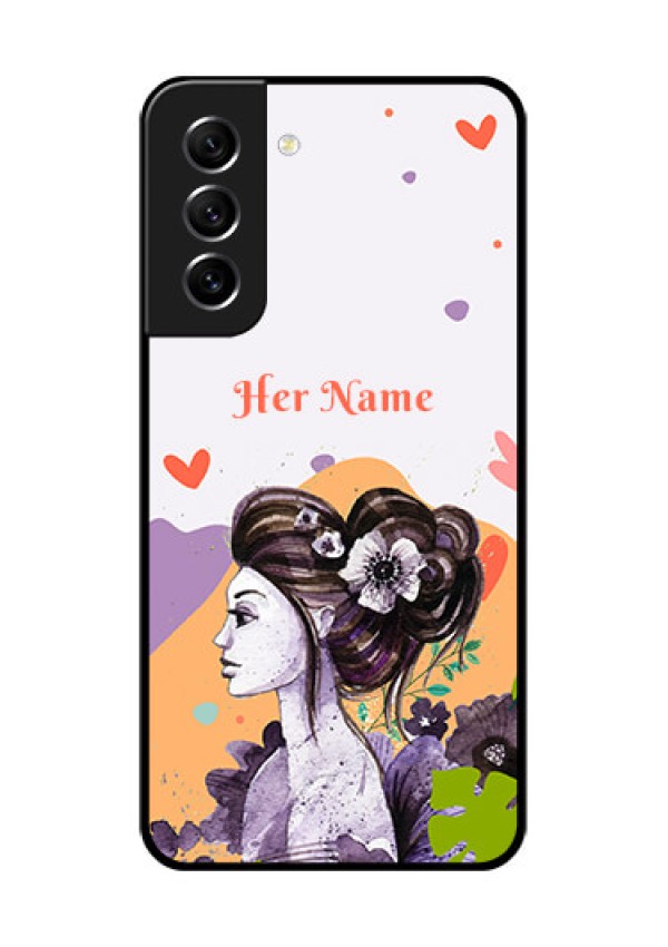 Galaxy S21 FE 5G Personalized Glass Phone Case - Woman And Nature Design