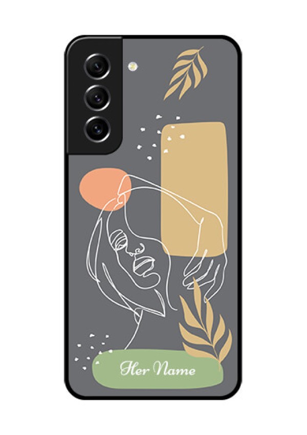 Galaxy S21 FE 5G Custom Glass Phone Case - Gazing Woman line art Design