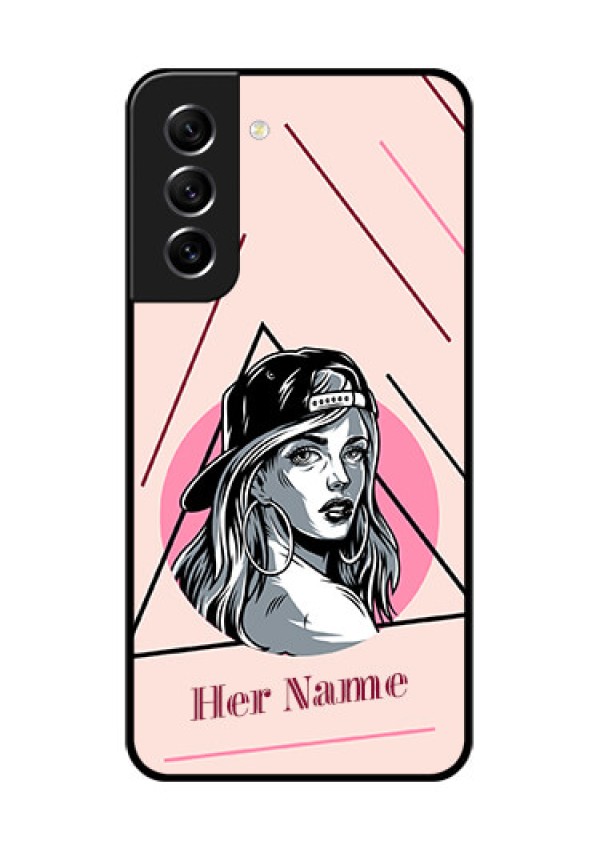 Galaxy S21 FE 5G Personalized Glass Phone Case - Rockstar Girl Design