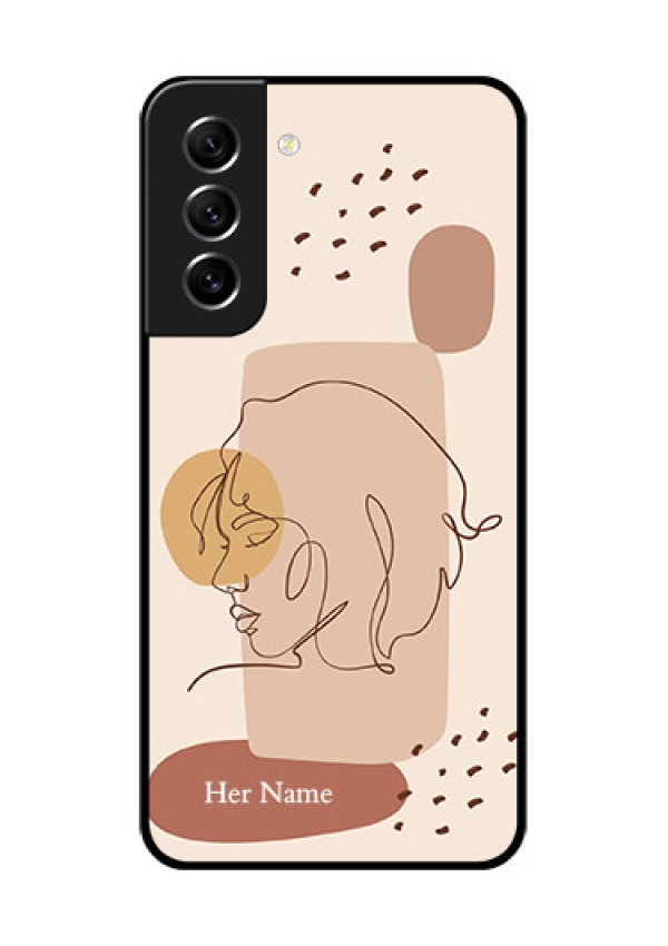 Galaxy S21 FE 5G Photo Printing on Glass Case - Calm Woman line art Design