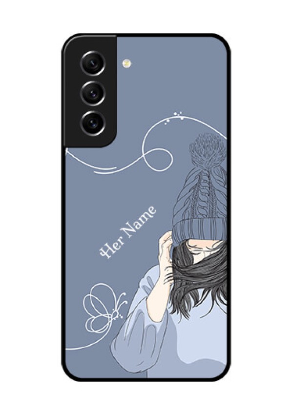 Galaxy S21 FE 5G Custom Glass Mobile Case - Girl in winter outfit Design