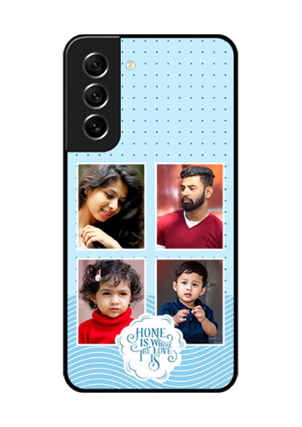 Galaxy S21 FE 5G Custom Glass Phone Case - Cute love quote with 4 pic upload Design