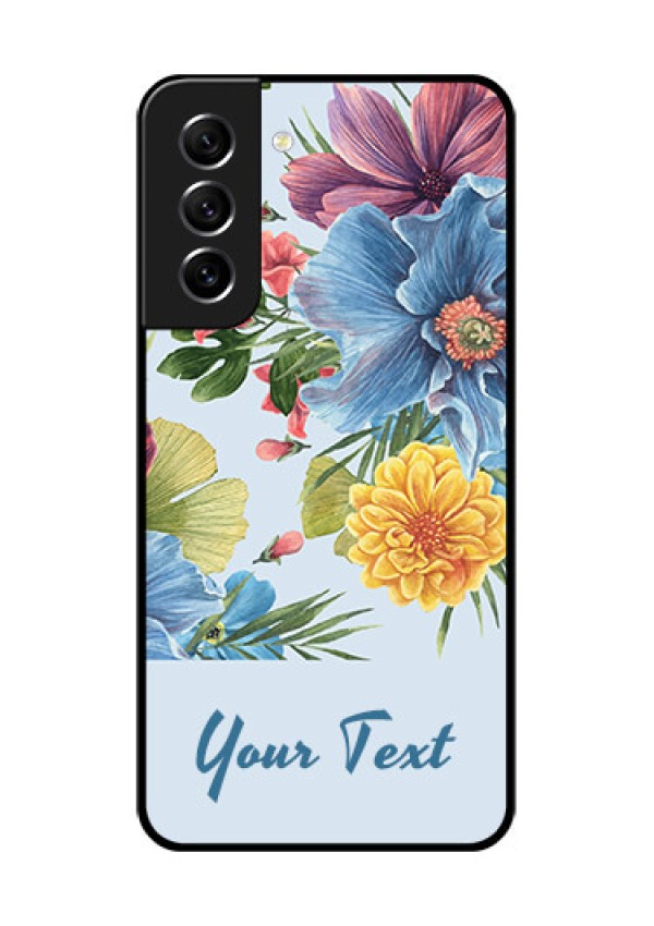 Galaxy S21 FE 5G Custom Glass Mobile Case - Stunning Watercolored Flowers Painting Design