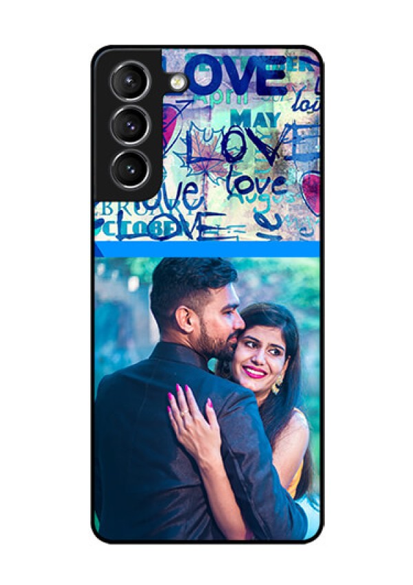 Galaxy s21 Plus Custom Glass Mobile Case  - Colorful Love Design