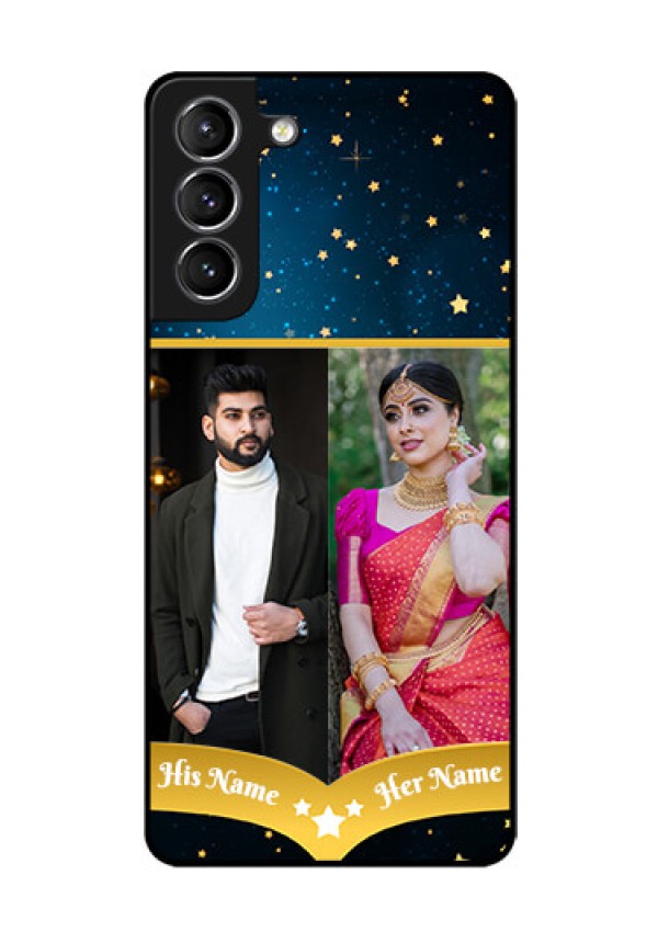 Galaxy s21 Plus Custom Glass Phone Case  - Galaxy Stars Backdrop Design