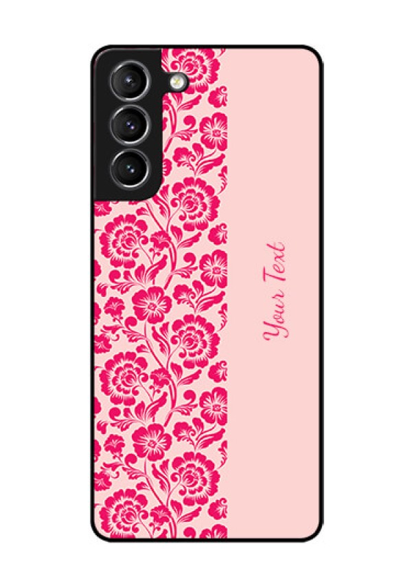 Galaxy S21 Plus Custom Glass Phone Case - Attractive Floral Pattern Design
