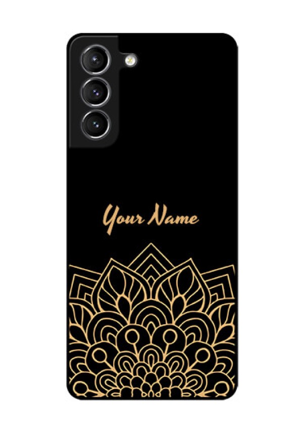 Galaxy S21 Plus Custom Glass Phone Case - Golden mandala Design