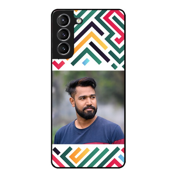 Galaxy S21 Plus Personalized Glass Phone Case - Colorful Maze Pattern Design Galaxy S21 Plus Personalized Glass Phone Case - Colorful Maze Pattern Design