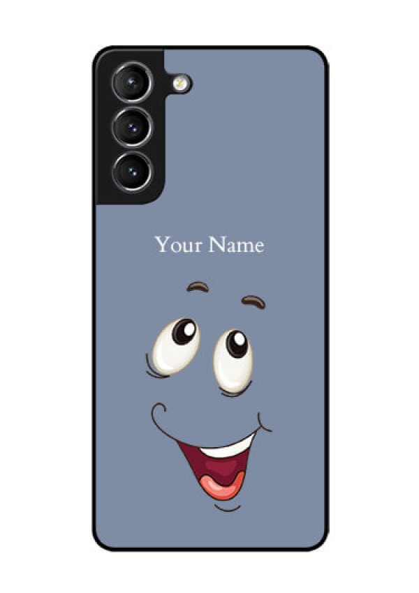 Galaxy S21 Plus Photo Printing on Glass Case - Laughing Cartoon Face Design