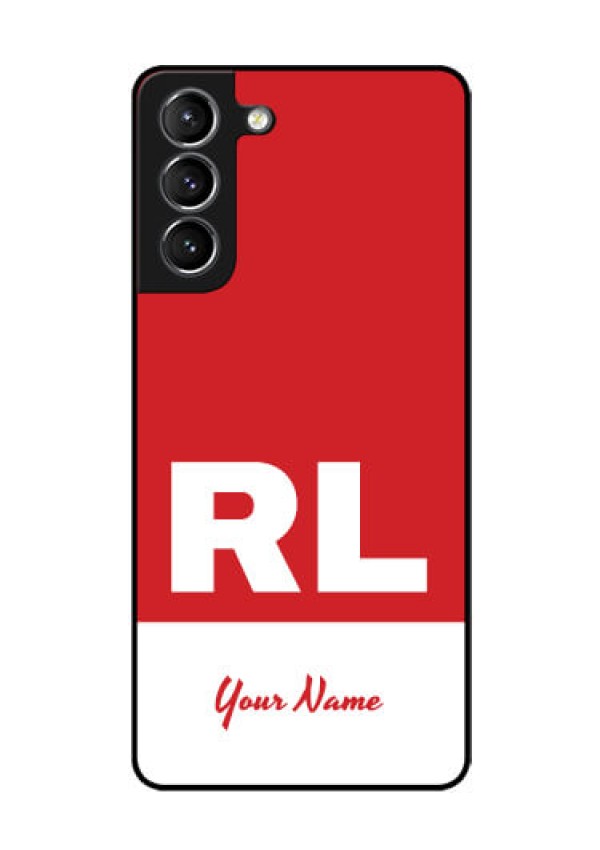 Galaxy S21 Plus Personalized Glass Phone Case - dual tone custom text Design