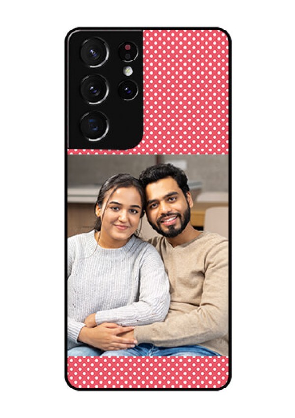 Galaxy S21 Ultra Custom Glass Phone Case  - White Dotted Design