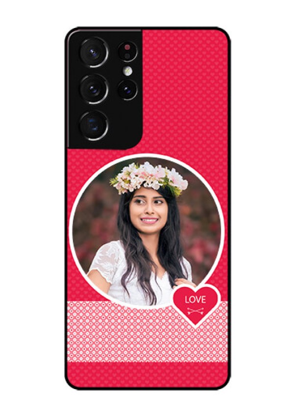 Galaxy S21 Ultra Personalised Glass Phone Case  - Pink Pattern Design