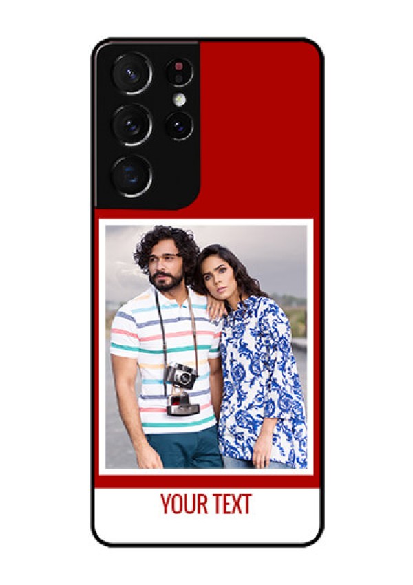 Galaxy S21 Ultra Personalized Glass Phone Case  - Simple Red Color Design
