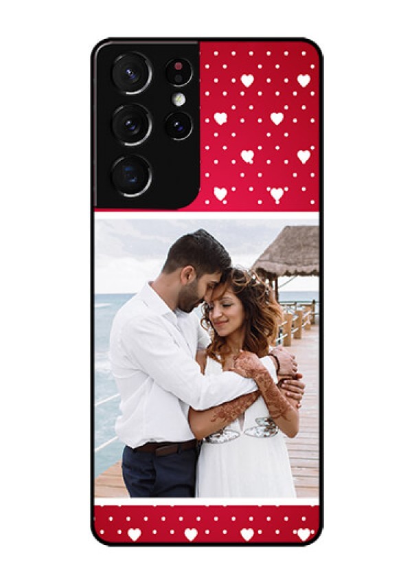 Galaxy S21 Ultra Photo Printing on Glass Case  - Hearts Mobile Case Design