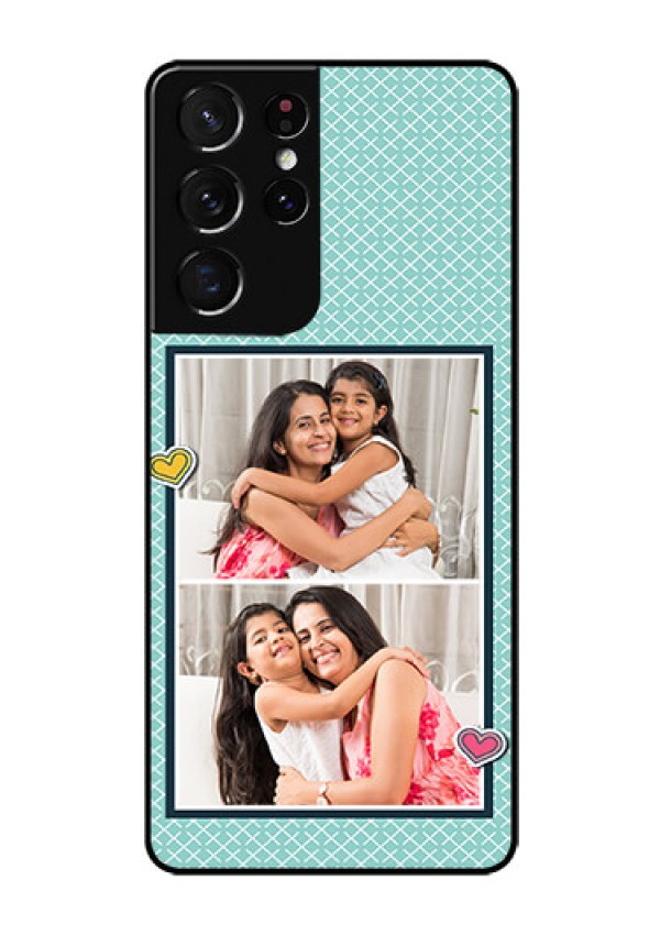 Galaxy S21 Ultra Custom Glass Phone Case  - 2 Image Holder with Pattern Design