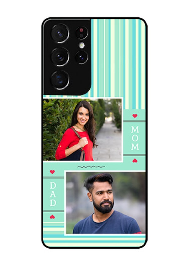 Galaxy S21 Ultra Custom Glass Phone Case  - Mom & Dad Pic Design