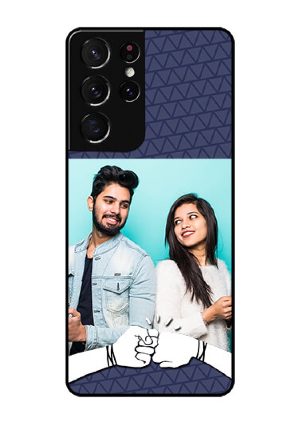 Galaxy S21 Ultra Photo Printing on Glass Case  - with Best Friends Design  