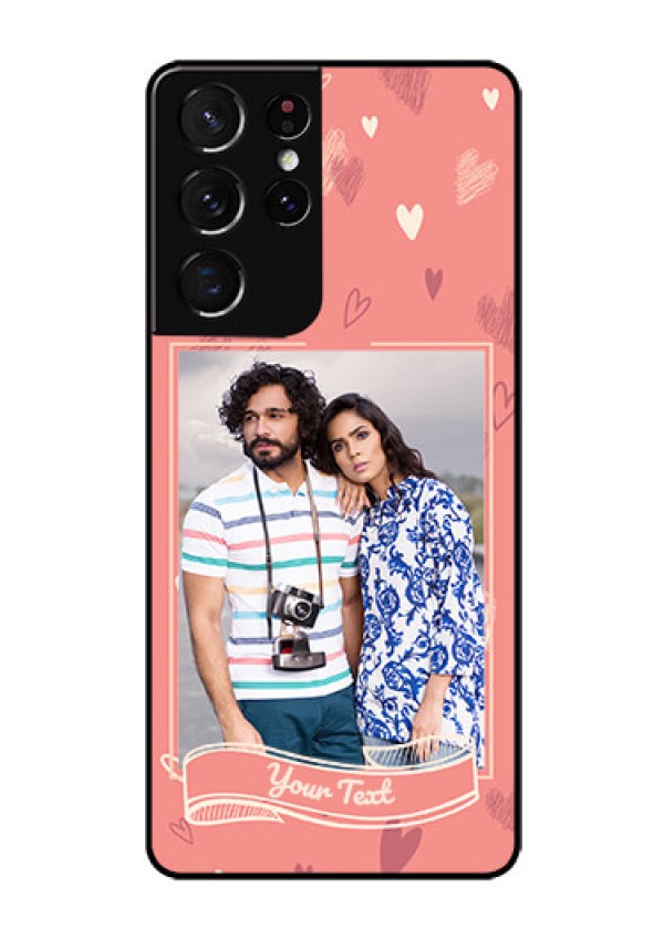 Galaxy S21 Ultra Custom Glass Phone Case  - Love doodle art Design