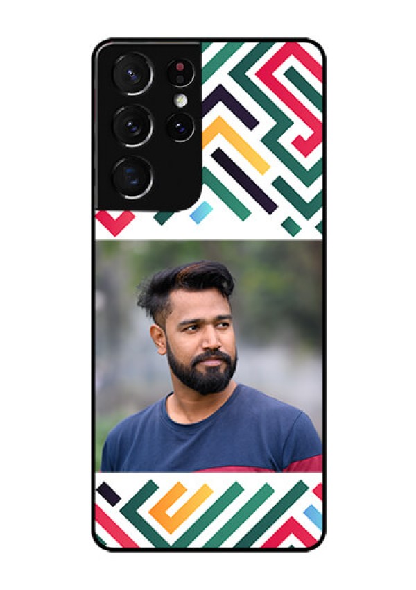 Galaxy S21 Ultra Personalized Glass Phone Case - Colorful Maze Pattern Design