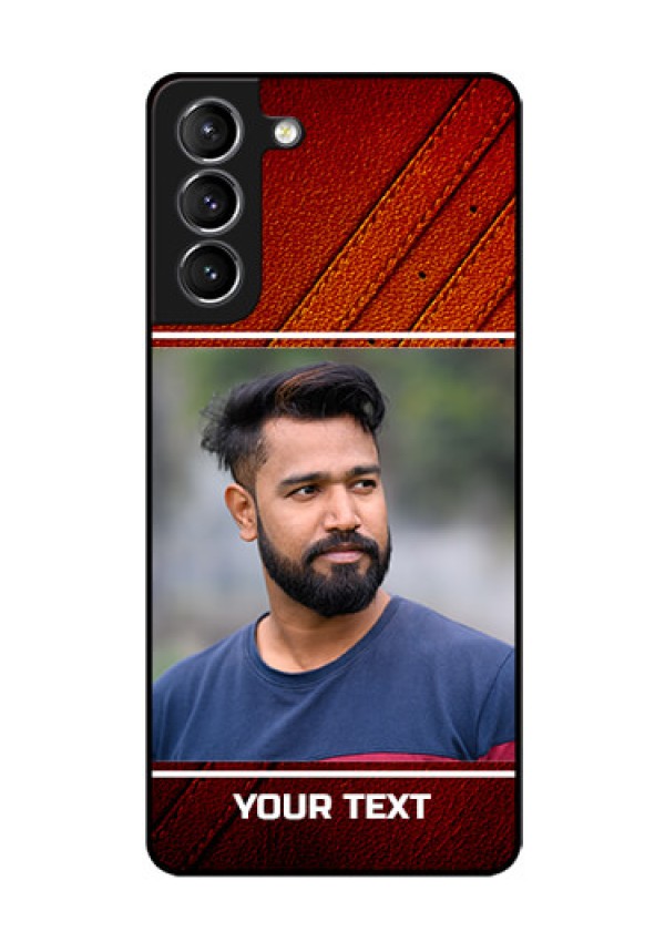 Galaxy S21 Personalized Glass Phone Case  - Leather Phone Case Design