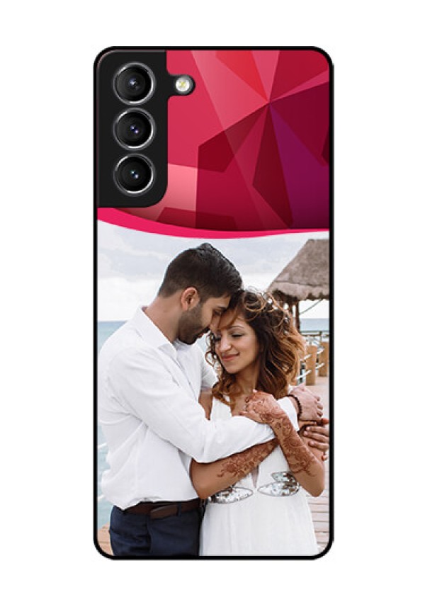 Galaxy S21 Custom Glass Mobile Case  - Red Abstract Design
