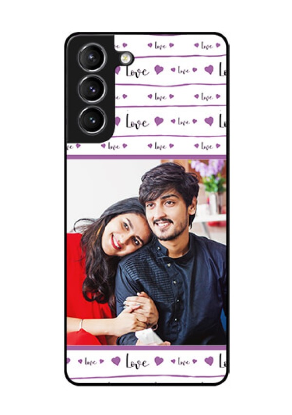 Galaxy S21 Custom Glass Mobile Case  - Couples Heart Design
