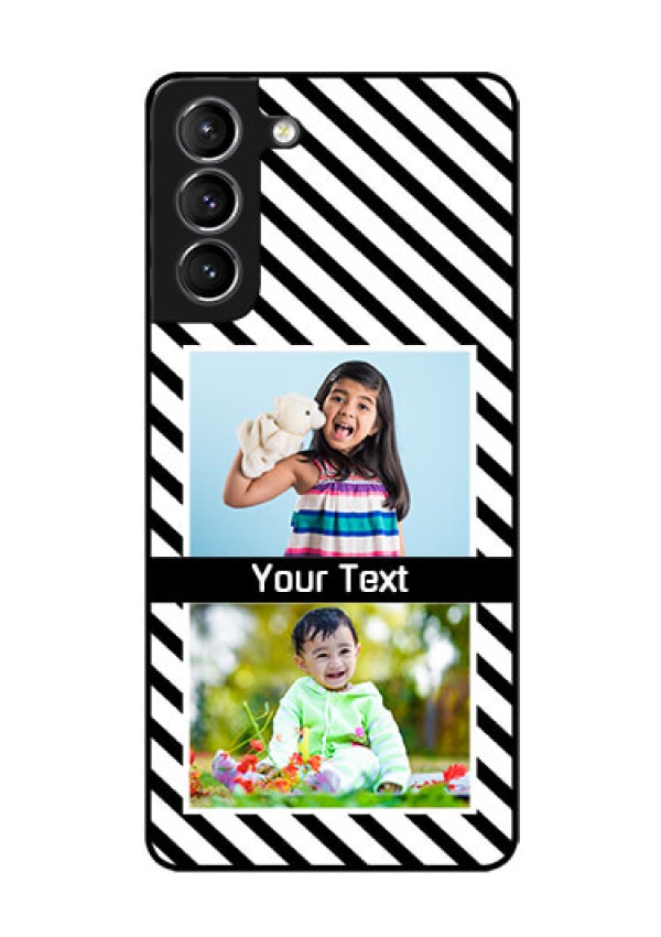 Galaxy S21 Photo Printing on Glass Case  - Black And White Stripes Design