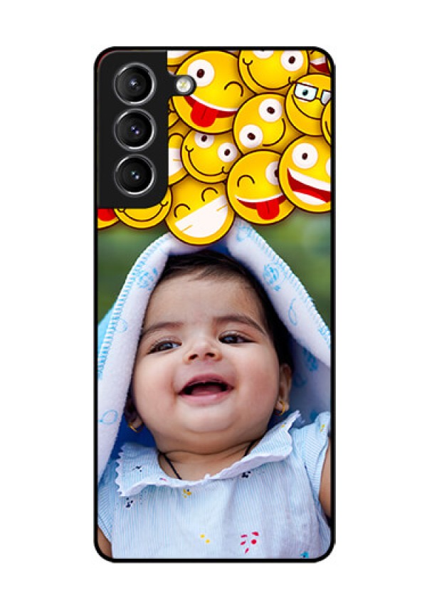 Galaxy S21 Custom Glass Mobile Case  - with Smiley Emoji Design