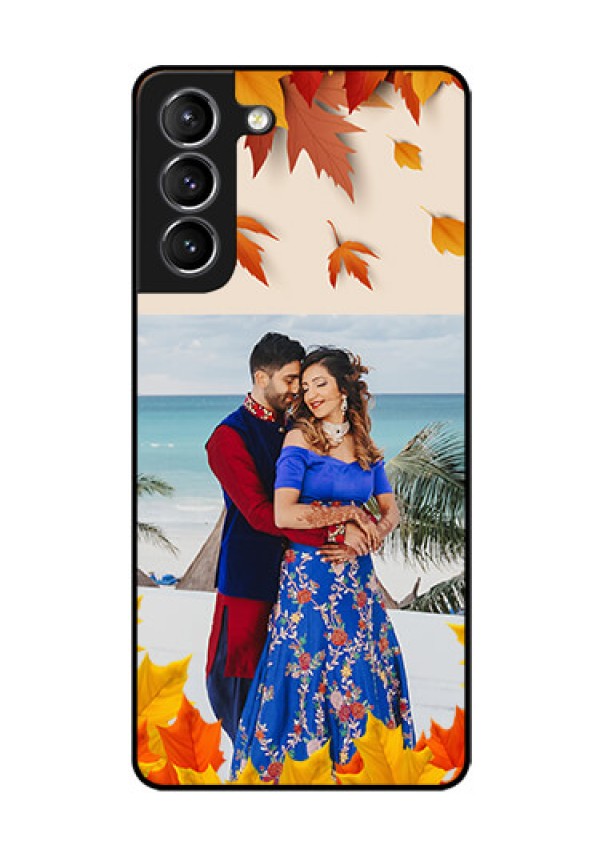 Galaxy S21 Photo Printing on Glass Case  - Autumn Maple Leaves Design