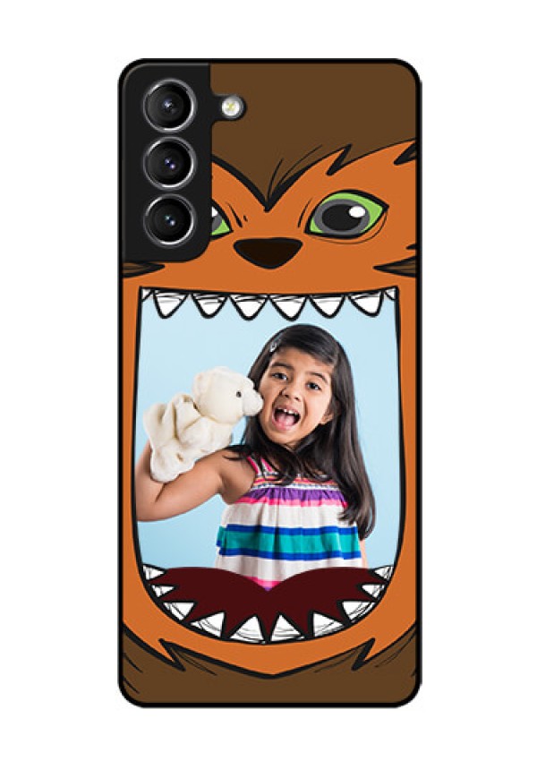 Galaxy S21 Photo Printing on Glass Case  - Owl Monster Back Case Design