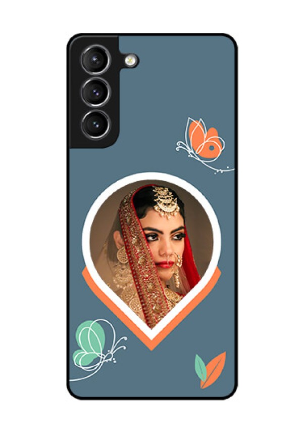 Galaxy S21 Custom Glass Mobile Case - Droplet Butterflies Design