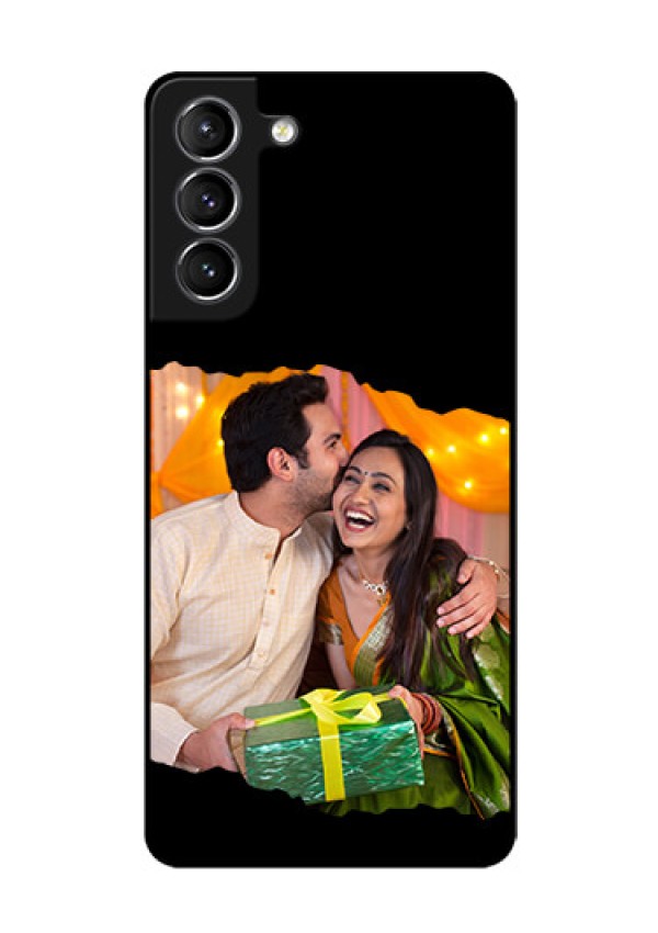 Galaxy S21 Custom Glass Phone Case - Tear-off Design