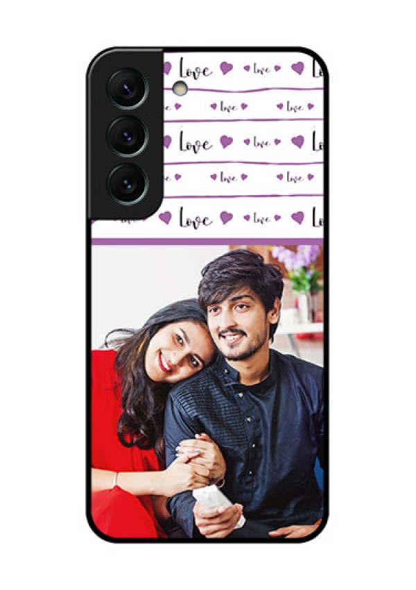 Galaxy S22 5G Custom Glass Mobile Case - Couples Heart Design