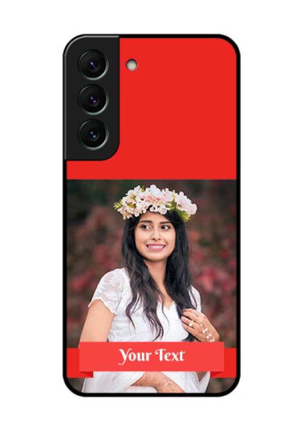 Galaxy S22 5G Custom Glass Phone Case - Simple Red Color Design