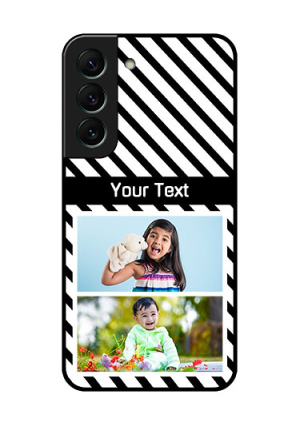 Galaxy S22 5G Photo Printing on Glass Case - Black And White Stripes Design
