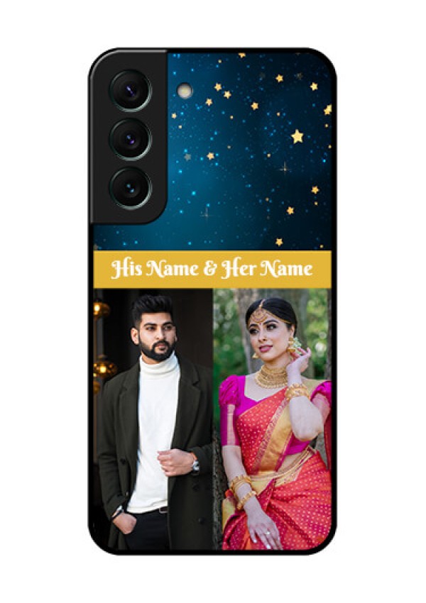 Galaxy S22 5G Custom Glass Phone Case - Galaxy Stars Backdrop Design