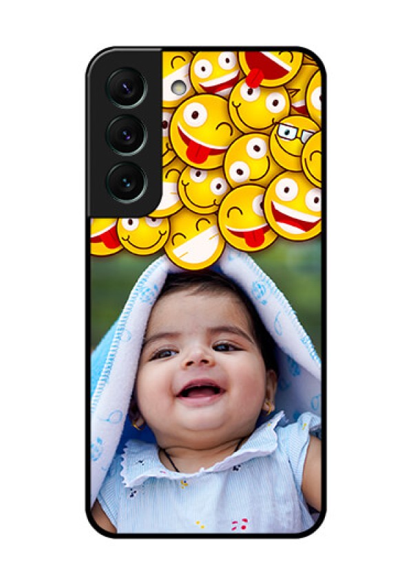 Galaxy S22 5G Custom Glass Mobile Case - with Smiley Emoji Design