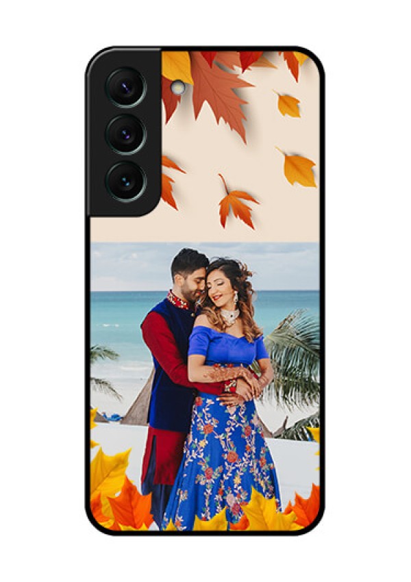 Galaxy S22 5G Photo Printing on Glass Case - Autumn Maple Leaves Design
