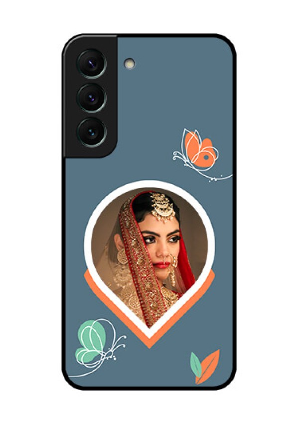 Galaxy S22 5G Custom Glass Mobile Case - Droplet Butterflies Design