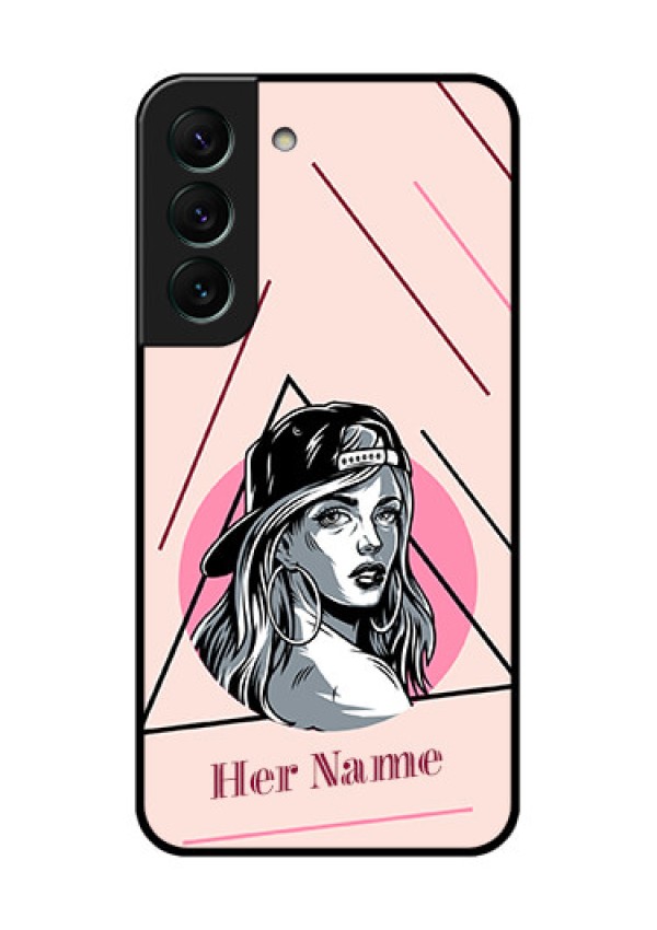 Galaxy S22 5G Personalized Glass Phone Case - Rockstar Girl Design