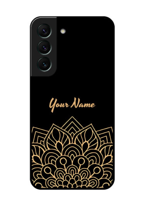 Galaxy S22 5G Custom Glass Phone Case - Golden mandala Design