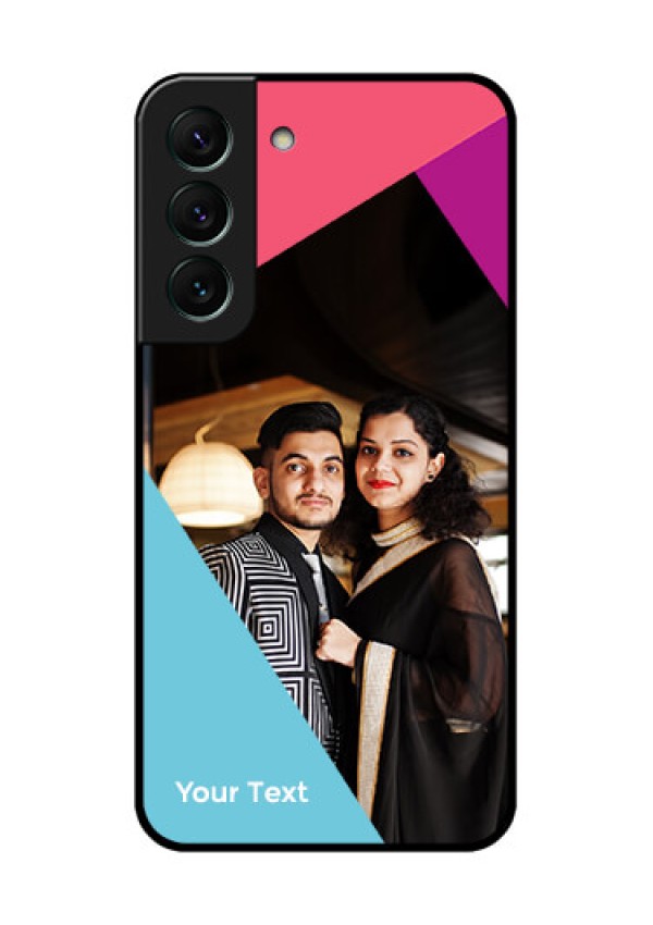 Galaxy S22 5G Custom Glass Mobile Case - Stacked Triple colour Design