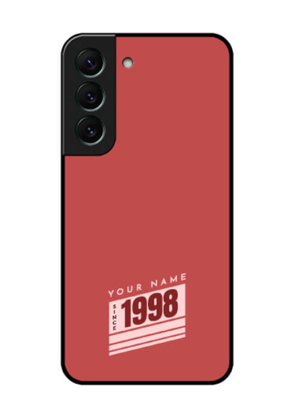 Galaxy S22 5G Custom Glass Phone Case - Red custom year of birth Design