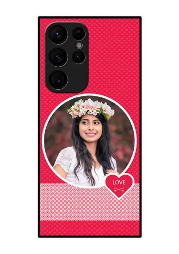 Galaxy S22 Ultra 5G Personalised Glass Phone Case - Pink Pattern Design