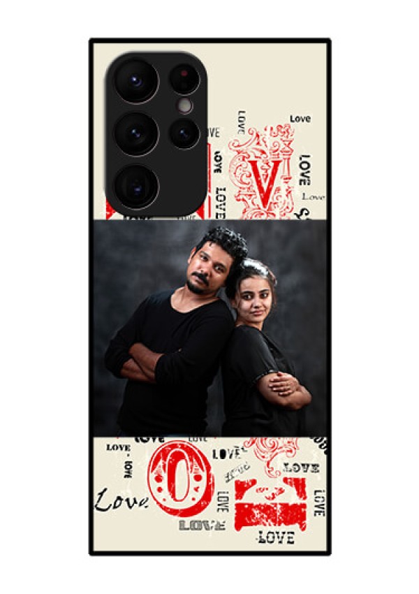 Galaxy S22 Ultra 5G Photo Printing on Glass Case - Trendy Love Design Case